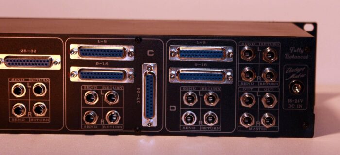 96 input studio mixer 2 db25 dsub in trs insert balanced