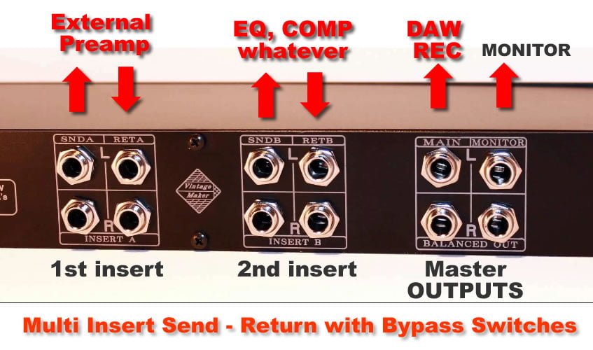 Dual stereo multi insert send return studio mixer