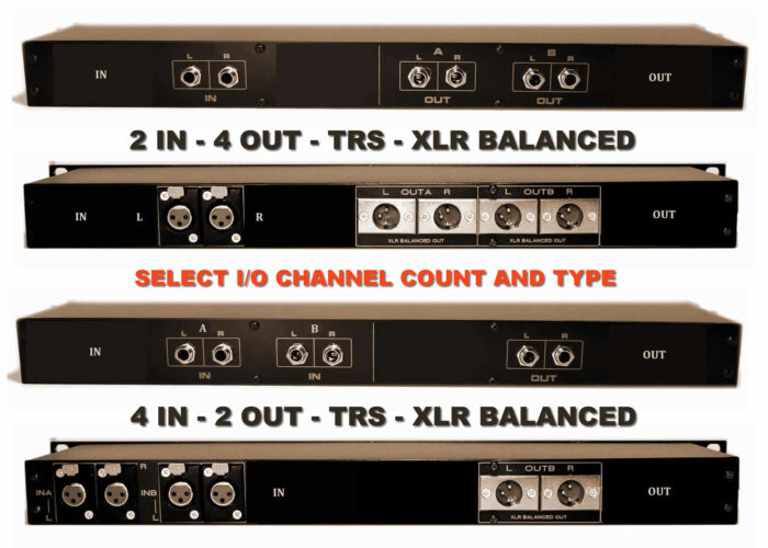 2x4 or 4x2 TRS XLR speaker studio monitor controller 2x4 or 4x2 TRS XLR speaker studio monitor controller
