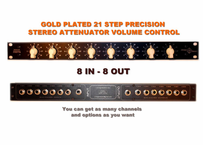 Studio Line Level Volume Attenuator Knob 8 ch balanced gain control rack