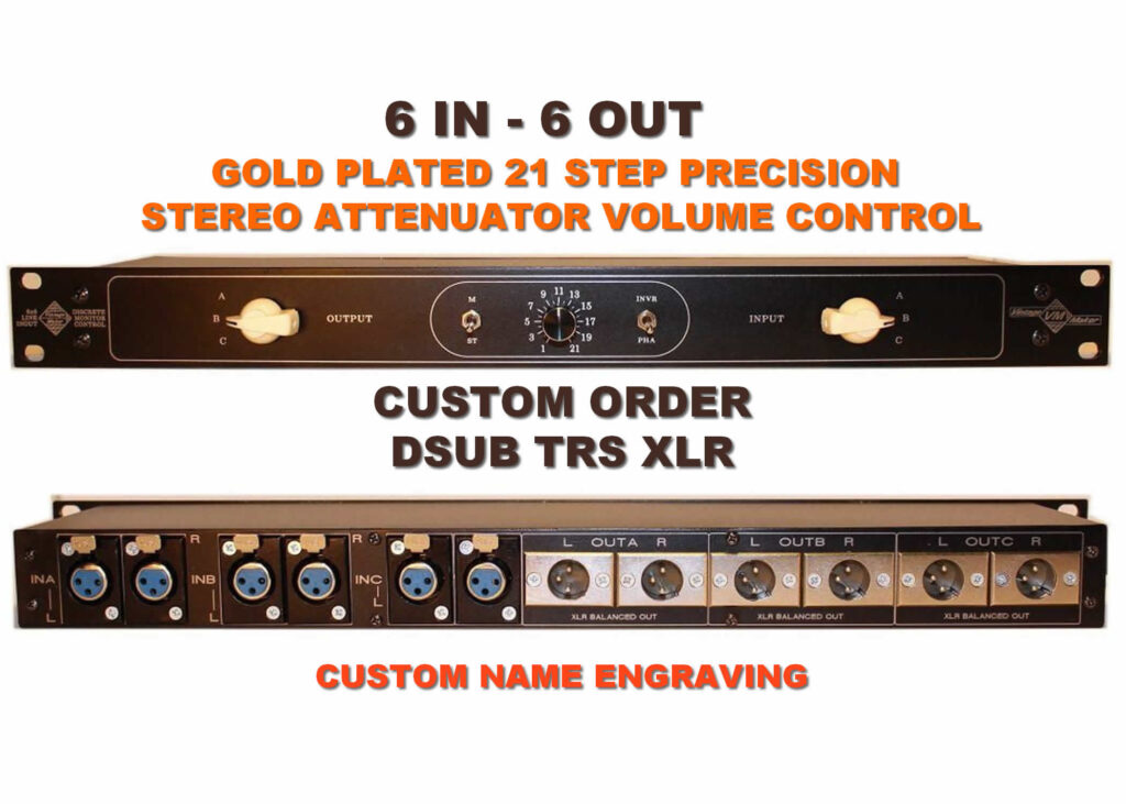 Studio Monitor Volume Controller - Audio Line Switcher 5 rackmount line signal studio 6 In - 6 Out - Monitor Controller - Phase InvR + Mono - TRS-XLR