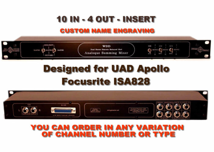 10x4 Input Analog Summing Mixer for UAD Focusrite ISA828