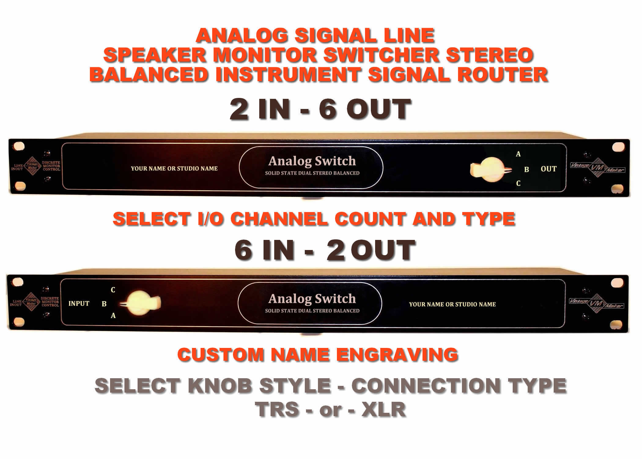 2-In 6-Out or 6-In 2-Out Analog Studio Switch-TRS-XLR-DSUB (select ...
