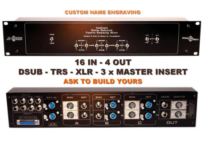 2U Rack 16-Ch Summing Mixer 3 x Insert DSUB TRS XLR