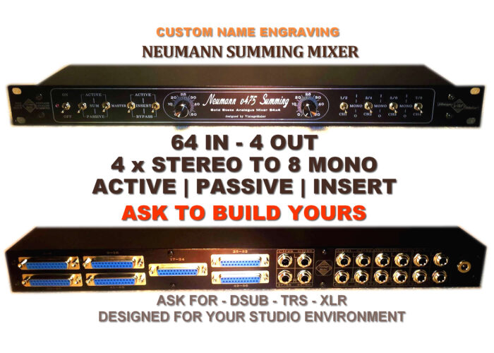 64 in 1u neumann insert analog studio summing mixer 64-Ch Input Neumann Analog Summing Box Mixer