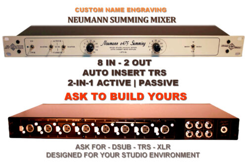 8x2 White Neumann Analog Summing Mixer faceplate front panel layout