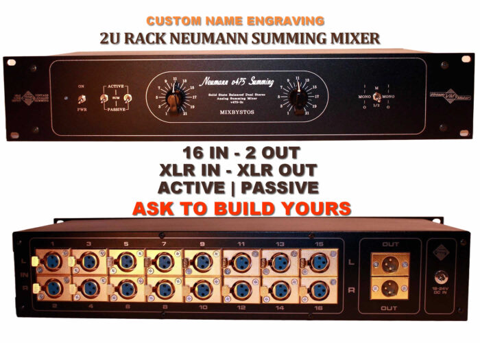 2U 16 in 2 out XLR studio summing mixer 2U-Rack 16x2 Neumann XLR Analog Summing Mixer