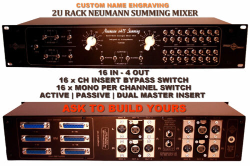 2U-Rack 16x4 Neumann 16 CH Insert - Dual Master Insert Analog Summing Mixer