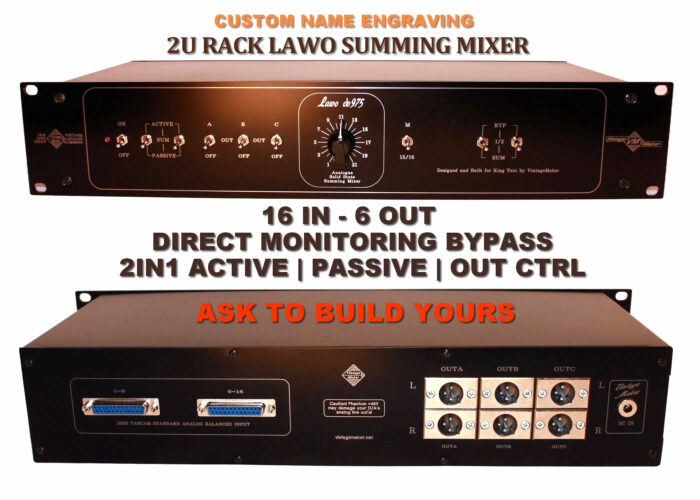 2U 16 in 6 out Lawo dir bypass out control analog studio summing mixer