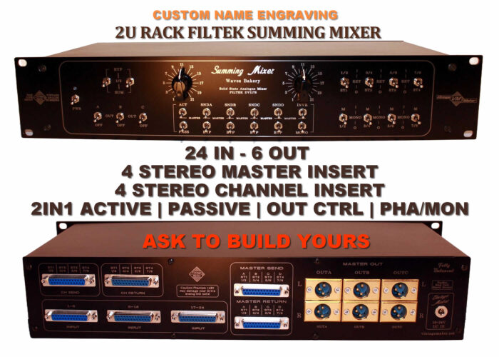 2U-Rack 24x6 Filtek Analog Summing Mixer - 4 x Master- 8 CH Insert - Out Ctrl