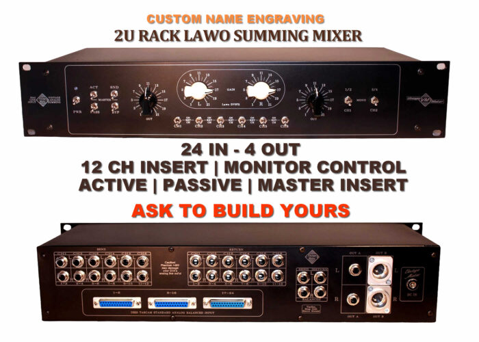 2U 24 in 4 out monitor control analog studio summing mixer 2U-Rack 24x4 Lawo Analog Summing - Built In Monitor Out Control - 24 CH Insert - Master Insert