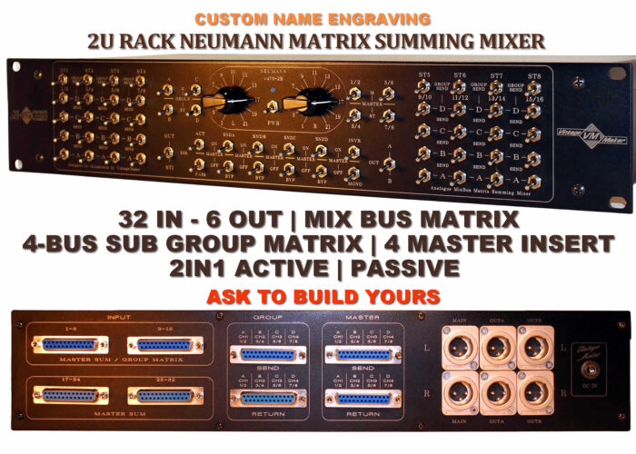2U 32 in 6 out multi bus matrix analog studio summing mixer