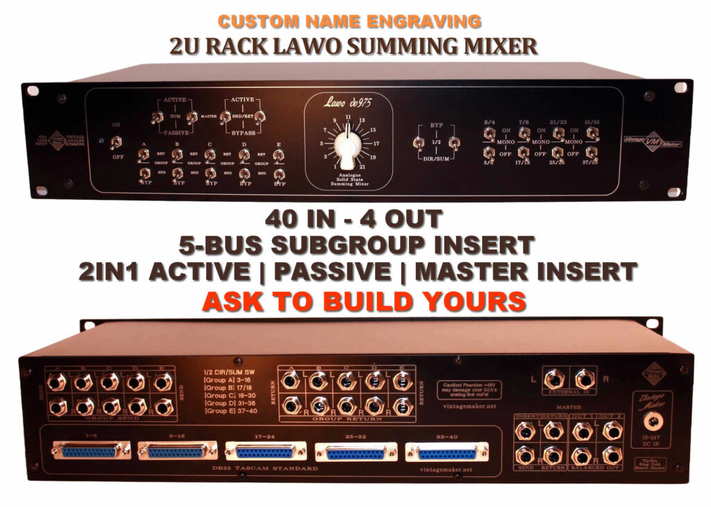 2U-Rack 40x4 Lawo 5-BUS Analog Studio Summing Mixer 40 input