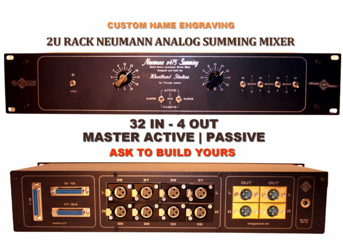 32 channel input analog studio summing box mixer 2U-Rack 32x4 Neumann Analog Studio Summing Mixer