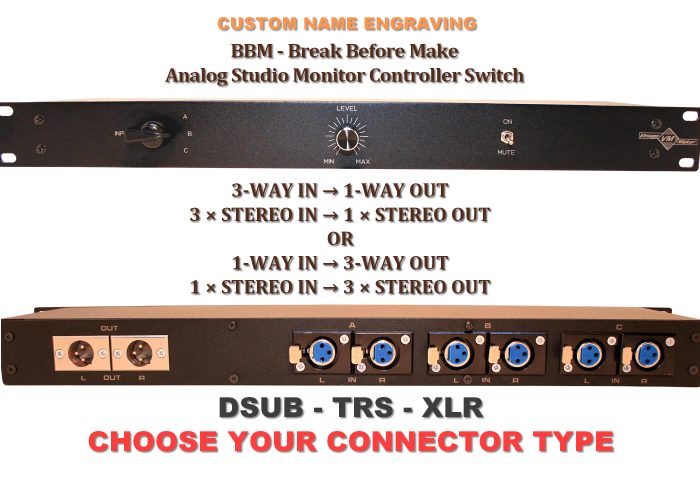 1U 3 way in studio monitor controller