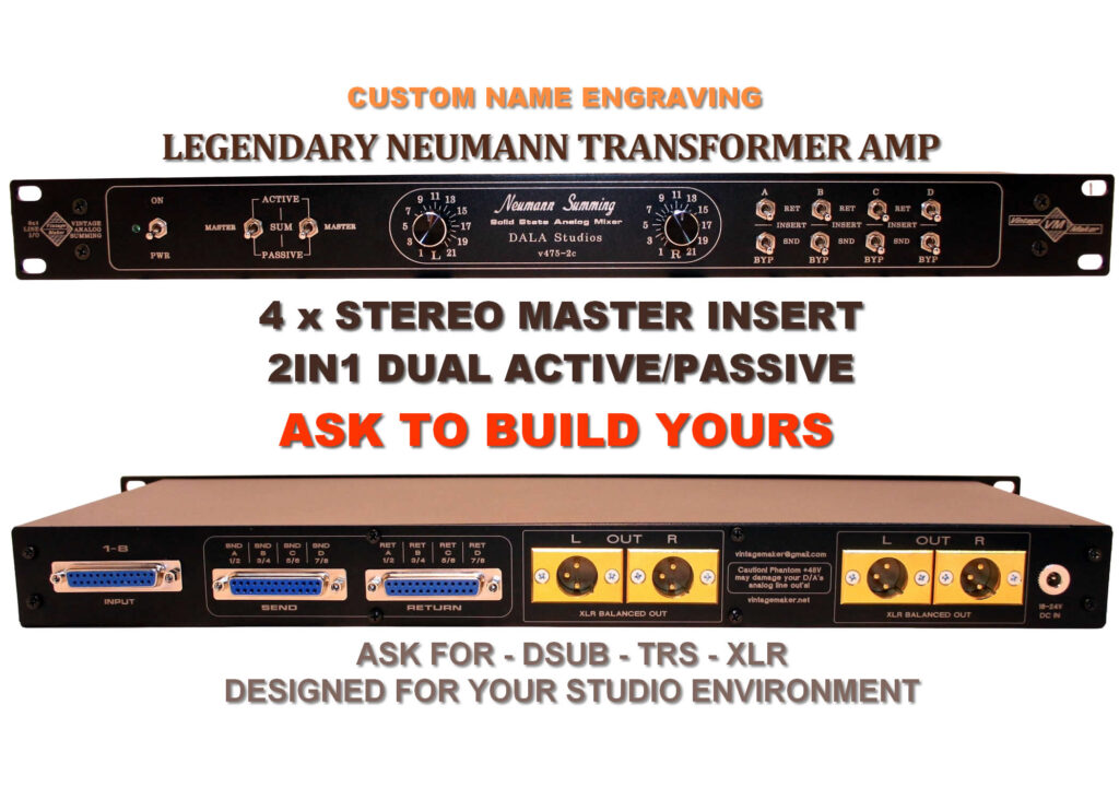 8 Input Neumann Analog Summing Mixer with 4-Stereo Master Insert