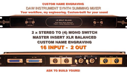 1U Passive Summing Mixer – 16-Input D-Sub – Optimized for A-Designs Pacifica & Tegeler Creme 16 ch studio synth daw passive summing mixer