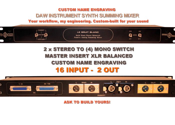 16 ch studio synth daw passive summing mixer 1U Passive Summing Mixer – 16-Input D-Sub – Optimized for A-Designs Pacifica & Tegeler Creme 16 ch studio synth daw passive summing mixer