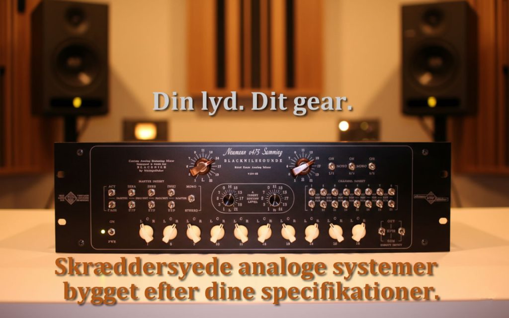 Custom analogue summing mixere og studiokontrollere med unikt design, summing box, studio monitor controller, audio signal router og insert switch
