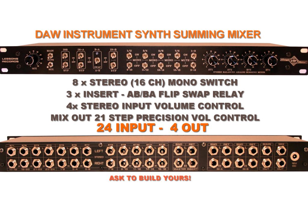 Rackmount Passive Analog Summing Mixer 6 Hybrid Summing Mixer rackmount synth daw passive summing mixer