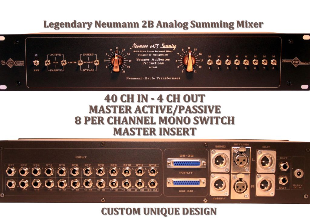 2U Studio summing Neumann Analog hybrid setup