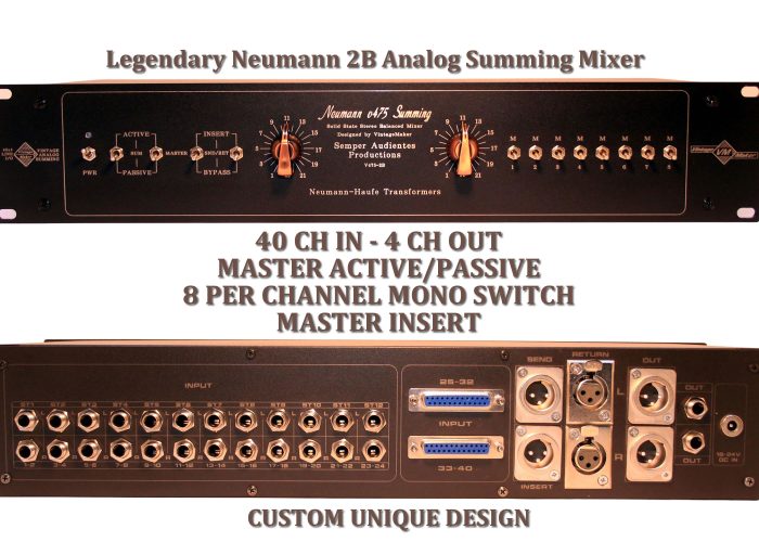 2U Studio summing Neumann Analog hybrid setup