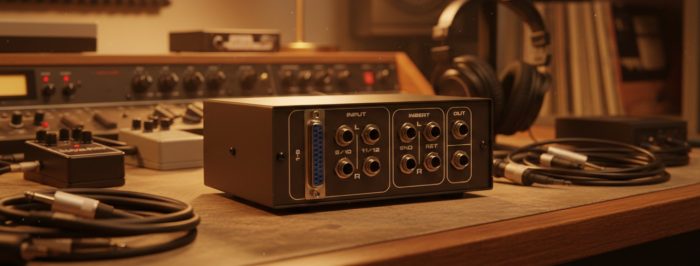 high fidelity summing mixer studio dsub trs High-fidelity analog summing mixer in a studio environment, showing TRS and D-Sub connections, perfect for desktop and professional analog summing