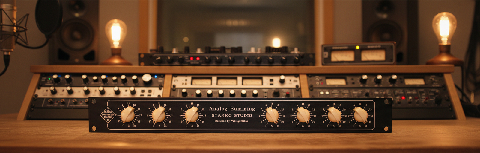 How Analog Summing Creates Warmth and Harmonics in a Mix 7 summing mixer with attenuator pot