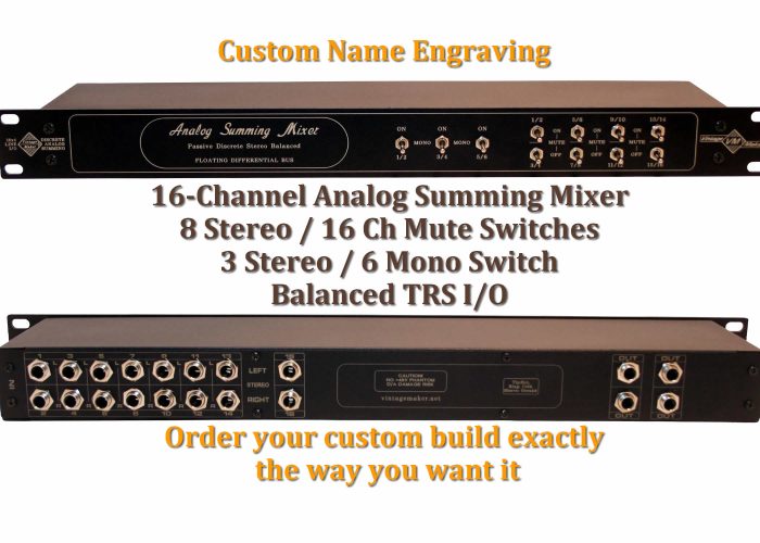16-Ch Rack Passive Summing Mixer with Mute Switch – TRS Balanced Analog
