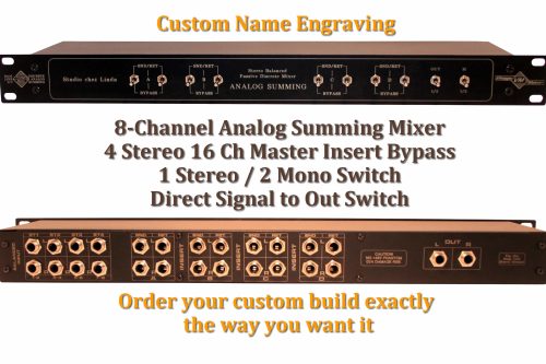 8 Ch Summing with 4 x Stereo TRS Mastering Insert Bypass