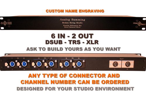 6x2 Passive Studio Summing Mixer XLR - TRS or DSUB I/O