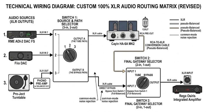 Switch diagram(1) Balanced Audio Routing System for RME, FiiO, Pro-Ject, Cayin & Rega