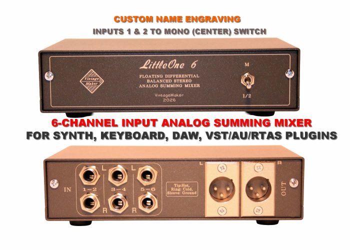 6-Channel Passive Analog Studio Summing Mixer – 6 In / 2 Out Balanced Stereo Summing Box