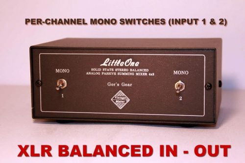 XLR summing with per channel mono switch LittleOne 4-Ch XLR Desktop Analog Studio Summing Mixer – Ch 1/2 Mono Sum Switch