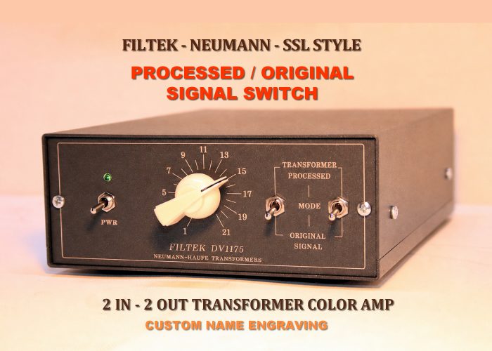 2×2 Desktop Filtek – Four (4) Transformer – Processed/Original Signal Switch – Color Amp – Line Summing Amp – TRS-XLR