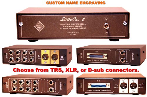8 line input analog studio dj mixer LittleOne 8x2 Analog Stereo Balanced Passive Summing Mixer Box – DSUB, TRS or XLR