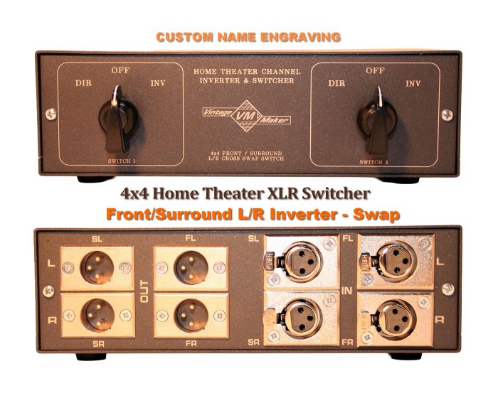 Passive 4x4 XLR Switch for Home Theater Balanced Audio Router 4×4 Home Theater Channel Switcher – Front/Surround L/R Swap – Professional Hi-Fi Studio Audio Selector