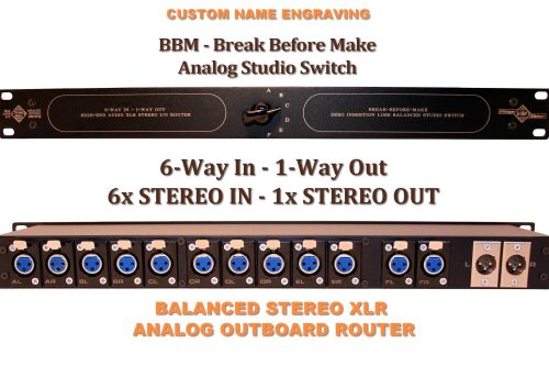 12 in 6 way xlr bbm analog studio switch 12-In / 6-Way In – 2-Out / 1-Way Out XLR Studio Mastering Switch | BBM Analog Outboard Signal Router