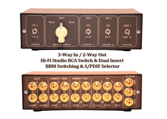 Hi Fi Studio Audio Router Topping DAC Realistic TM 1001 Tuner & iPod Touch 2nd Gen 3-Way In / 2-Way Out Hi-Fi Studio RCA Switcher with Dual EQ Inserts, BBM Switching & S/PDIF A/B Selector Hi Fi Studio Audio Router Topping DAC Realistic TM 1001 Tuner & iPod Touch 2nd Gen