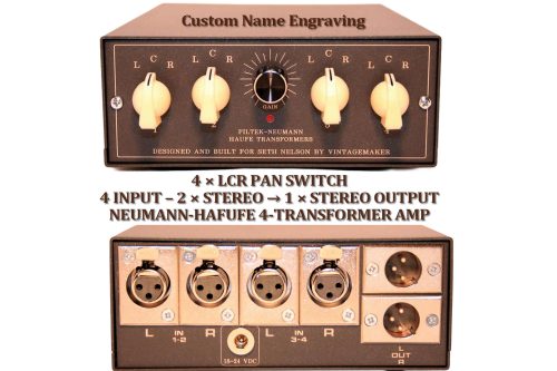 4×2 XLR – 4× LCR Pan Switch – 4× Filtek-Neumann Transformer Amp