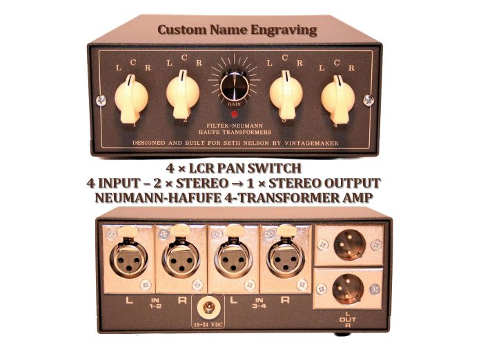 4×2 XLR – 4× LCR Pan Switch – 4× Filtek-Neumann Transformer Amp