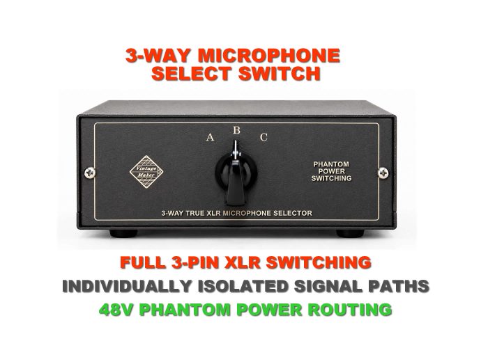 3 way microphone mic switch desktop xlr phantom 48v - 3-In-1-Out XLR Microphone Selector Mic Switcher – BBM, Desktop Version